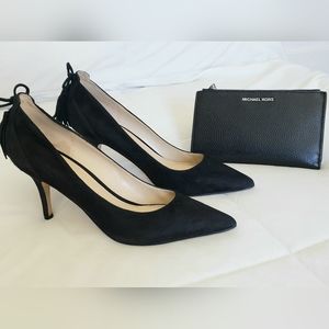 Marc Fisher black black suede slip-on stilettos